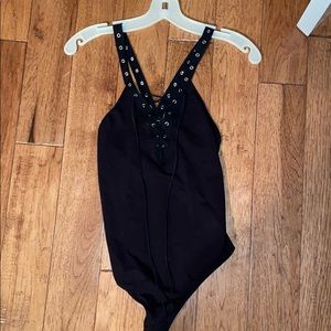 NWT Black Lace Up Bodysuit